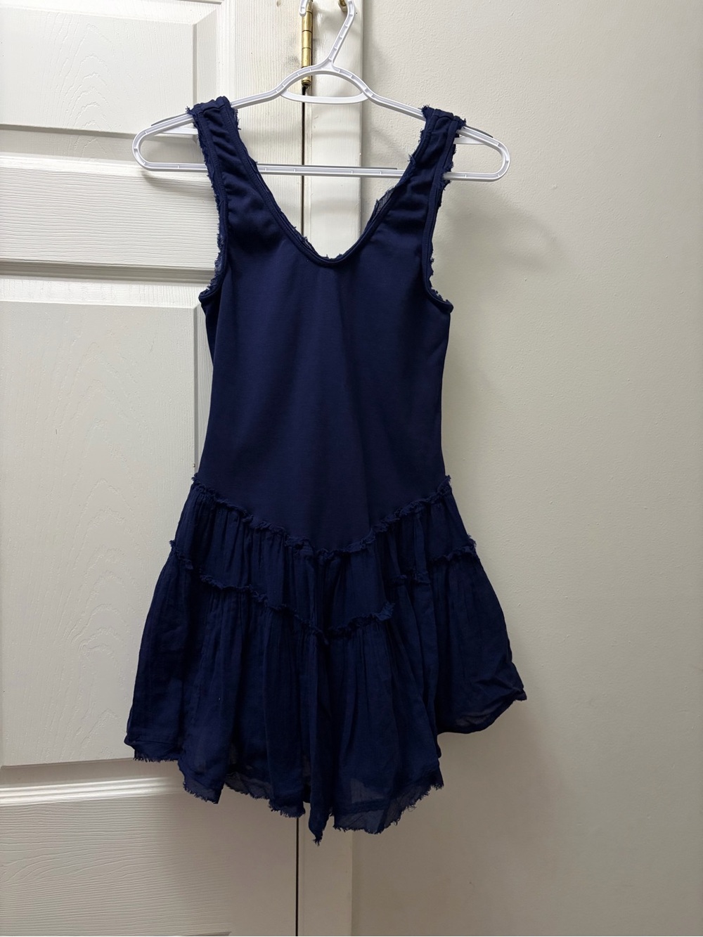 Navy Sleeveless Ruffle Hem Dress